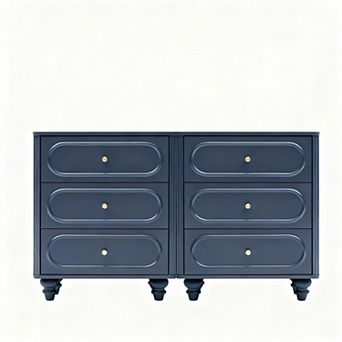 Medieval modern three-drawer bedside table, chest of drawers, ripple design