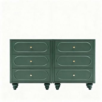 Medieval modern three-drawer bedside table, chest of drawers, ripple design