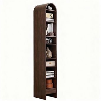 Tall Narrow Arched Bookshelf with Adjustable Shelves for Space-saving Storage