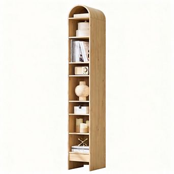 Tall Narrow Arched Bookshelf with Adjustable Shelves for Space-saving Storage