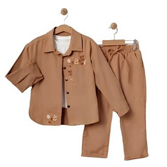 Young Girls' Casual Outfit - 3 pc Outfit in Cotton, Great for Family Gatherings, School, Weddings