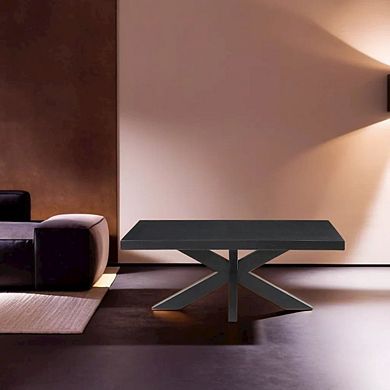 Elegant Ebony Cocktail Table with Ash Veneer Top and Solid Rubberwood Legs