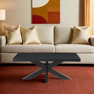 Elegant Ebony Cocktail Table with Ash Veneer Top and Solid Rubberwood Legs