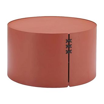 Brown Round Coffee Table Aluminum Frame, Lightweight Durable Surface