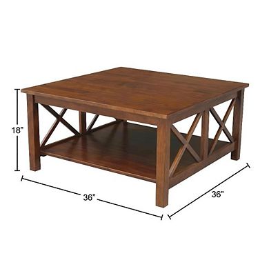 Brown Parawood Coffee Table with Square Top and Sturdy Construction SKU