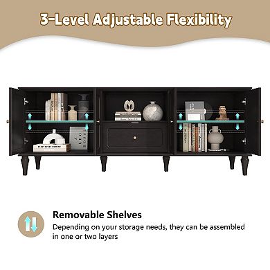 Mid-Century Modern TV Stand with Storage, 67" for 75" TVs