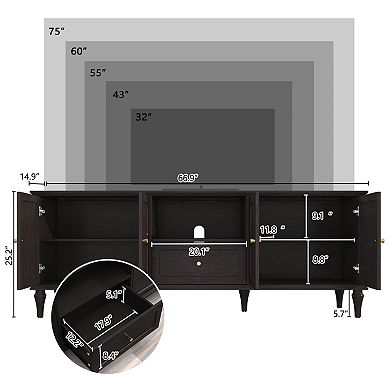 Mid-Century Modern TV Stand with Storage, 67" for 75" TVs
