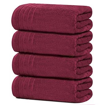 Pack of 4 Super Soft 30x60" Cotton Bath Towels - Quick Dry, Lightweight