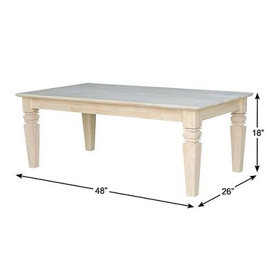 Unfinished Hardwood Coffee Table with Durable Construction and Easy Maintenance