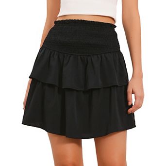 Ruffle Mini Skirt for Women High Waist Layered Flowy Casual Summer Tiered A-Line Short Skirts