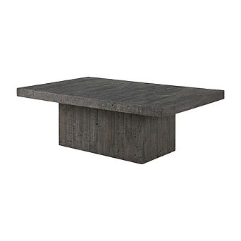 Gray Coffee Table with Pine and Iron Frame Durable Single Piece Design