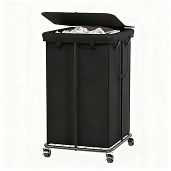Large 160L Laundry Hamper with Wheels, Detachable Lid, Metal Frame, Removable Oxford Fabric Bag