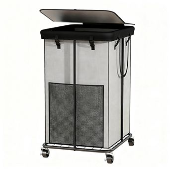 Large 160L Laundry Hamper with Wheels, Detachable Lid, Metal Frame, Removable Oxford Fabric Bag