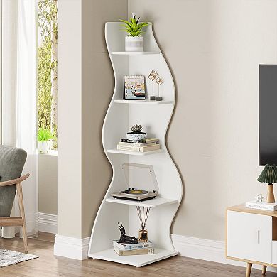 Modern 5-Tier Corner Shelving Unit - Stylish, Space-Saving, Adjustable
