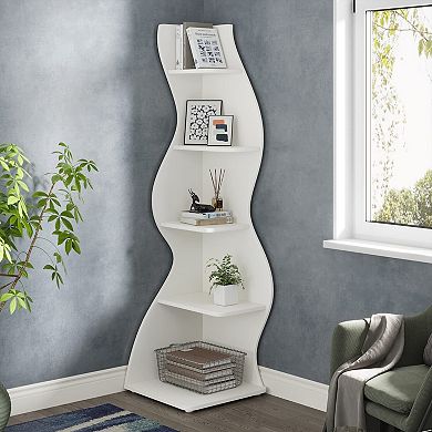 Modern 5-Tier Corner Shelving Unit - Stylish, Space-Saving, Adjustable
