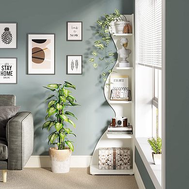 Modern 5-Tier Corner Shelving Unit - Stylish, Space-Saving, Adjustable