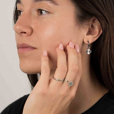 Belinda Jewelz Sterling Silver Clover Dangle Hoop Earrings