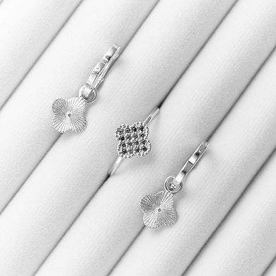 Belinda Jewelz Sterling Silver Clover Dangle Hoop Earrings