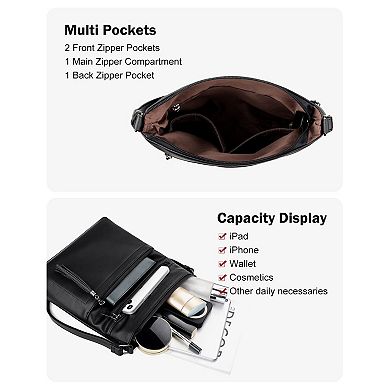 Multi-Pocket Vegan PU Leather Crossbody Bag for Women