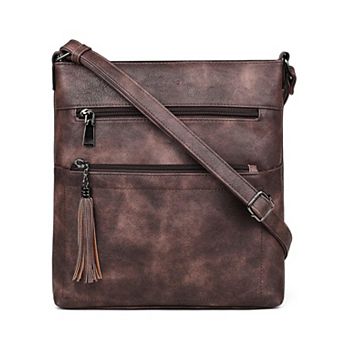 Multi-Pocket Vegan PU Leather Crossbody Bag for Women