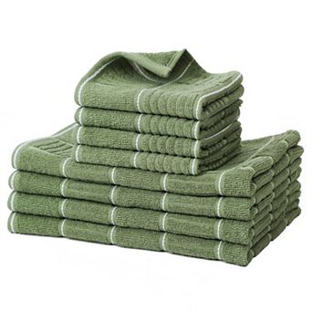 Set of 8 Cotton Kitchen Towels and Dish Rags, 16x26 inches