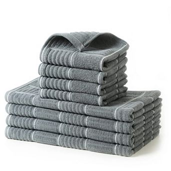 Set of 8 Cotton Kitchen Towels and Dish Rags, 16x26 inches
