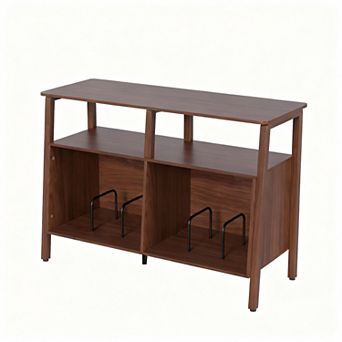 Mid-Century Modern Vinyl Record Stand with 4 Open Shelves for 300 Albums