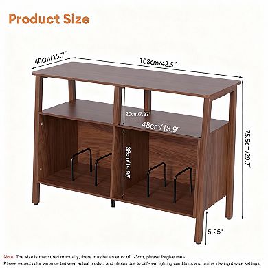 Mid-Century Modern Vinyl Record Stand with 4 Open Shelves for 300 Albums