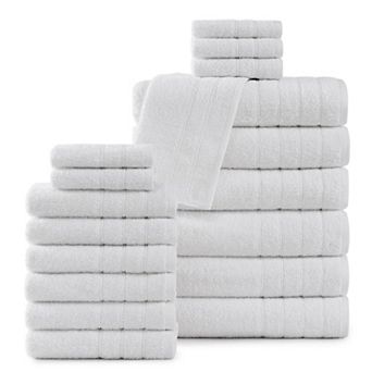 Soft, Absorbent 18 pc Cotton Bath Towel Set - 6 Bath, 6 Hand, 6 Washcloths