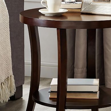 Round End Table with Display Shelf