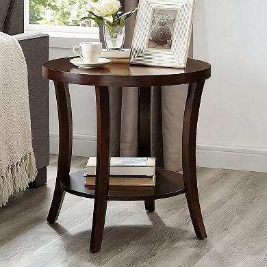 Round End Table with Display Shelf