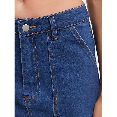 Women's Denim Mini Skirt High Waisted Stretch Casual Pockets Short Jean Skirts