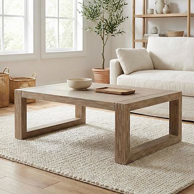 Outdoor Coffee Table An-Teak Eucalyptus Wood Solid Surface