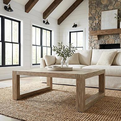 Outdoor Coffee Table An-Teak Eucalyptus Wood Solid Surface