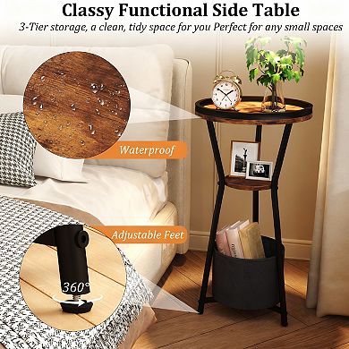 Small round side table, decorative table, three-tier, versatile, easy to assemble