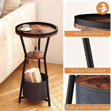 Small round side table, decorative table, three-tier, versatile, easy to assemble