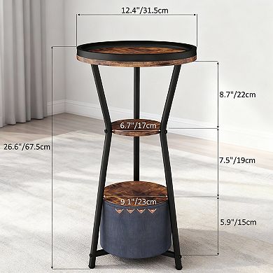 Small round side table, decorative table, three-tier, versatile, easy to assemble