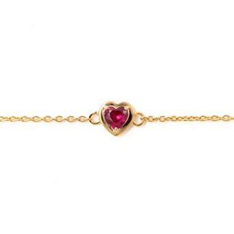 Belinda Jewelz 18k Gold Plated Vermeil Ruby Heart Bolo Bracelet