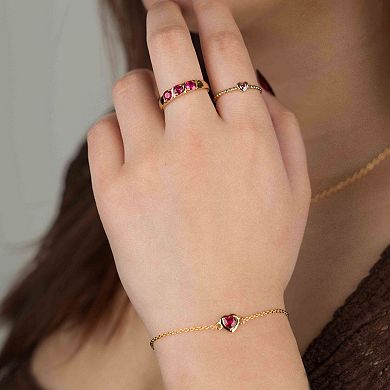 Belinda Jewelz 18k Gold Plated Vermeil Ruby Heart Bolo Bracelet
