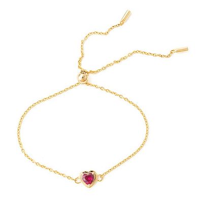 Belinda Jewelz 18k Gold Plated Vermeil Ruby Heart Bolo Bracelet