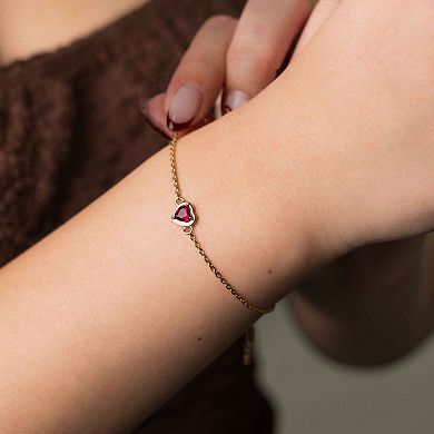 Belinda Jewelz 18k Gold Plated Vermeil Ruby Heart Bolo Bracelet