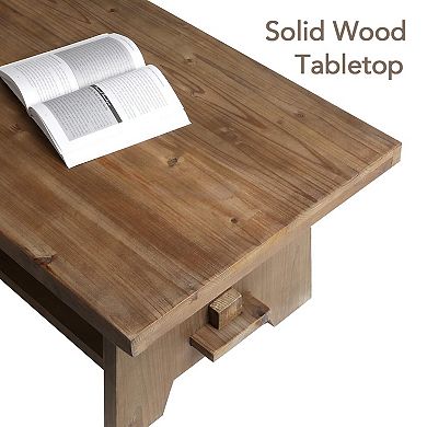 Mid-Century Modern Farmhouse Coffee Table - Solid Firwood, Easy Assembly