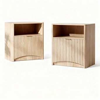 Two-Piece Oak Groove Nightstand - Versatile, Stylish, Storage