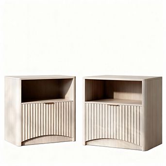 Two-Piece Oak Groove Nightstand - Versatile, Stylish, Storage