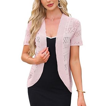 Shrugs for Women Summer Lightweight Short Sleeve Crochet Open Front Cardigan Sheer Bolero Shrug Top