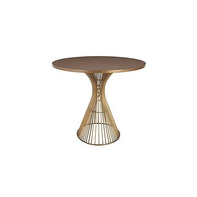 Brown Round Dining Table with Solid Metal Frame for Kitchen or Dining