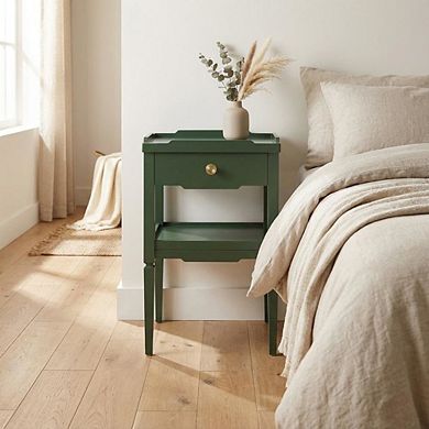 Vintage 1-Drawer Nightstand with Gold Hardware, Mid-Century Modern Design