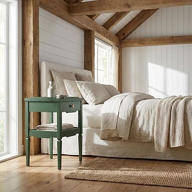 Vintage 1-Drawer Nightstand with Gold Hardware, Mid-Century Modern Design