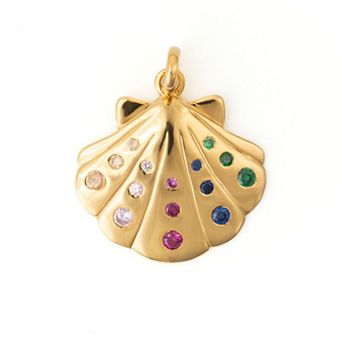Belinda Jewelz 18k Gold Plated Vermeil Multi Gemstone Sea Shell Pendant