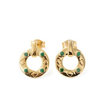 Belinda Jewelz 18k Gold Plated Vermeil Emerald Clover Stud Earrings